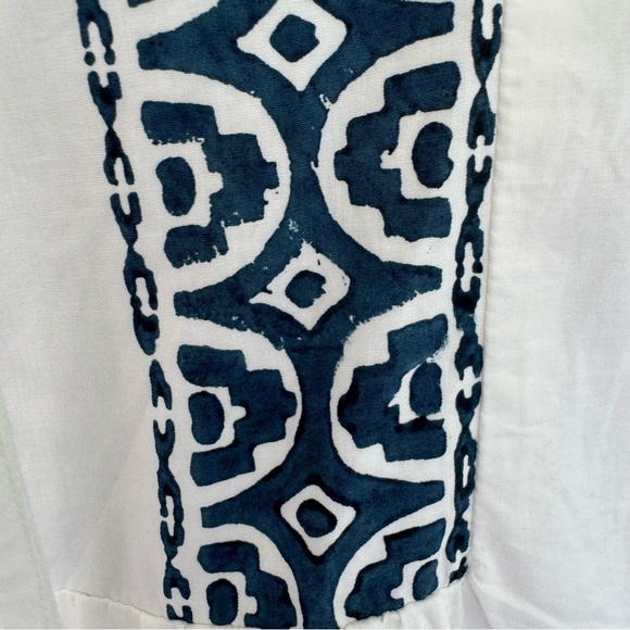 Roller Rabbit Mona Border Maricruz Dress Long Sleeve White Blue size XS - Picture 5 of 9